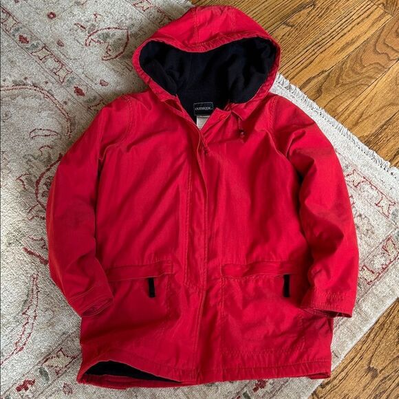 Outbrook Fleece Lined Women's Red Hooded Jacket Size Medium - Picture 6 of 11
